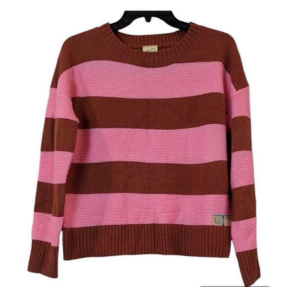 There Abouts Girls Size XL 16 Bright Pink Stripe Sweater Acrylic Long Sleeve - Picture 1 of 9